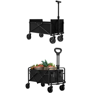 The garden handcart with four foldable wheels